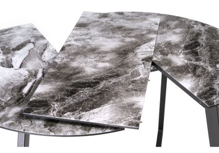 Стол Алингсос черная шагрень, мрамор серый