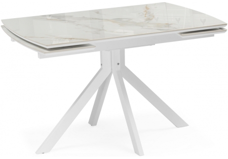 Керамический стол Комильфо 120(180)x80 белая шагрень, белый Керамический стол Комильфо 120(180)x80 белая шагрень, белый