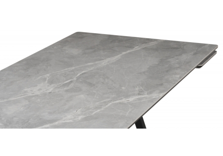 Керамический стол Вилсон 140(200)х80 серый мрамор larka grey, черный