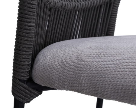 Набор 2 шт Стул барный ROBBIN, светло-серая ткань лен с хлопком (CATO-15), черные веревки (OL602) фото в интернет-магазине Stoolmarket