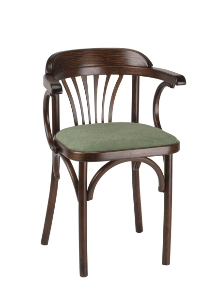 Стул Венский темный тон, букле зеленый MOSS 615, дуги назад