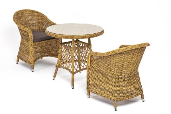 Обеденная группа "Эспрессо-80 R" плетеная, цвет соломенный