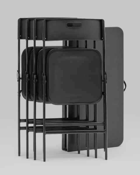 Комплект раскладного стола и стульев Кейт черный