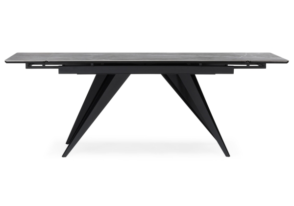 Керамический стол Дарвин 160(220)х89 серый мрамор larka grey, черный