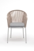 "Лион" стул плетеный из роупа, каркас из стали светло-серый (RAL7035) муар, роуп бежевый круглый, ткань светло-серая
