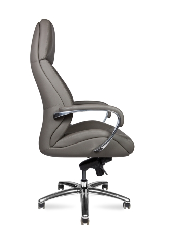 Кресло руководителя Porsche темно-серая натуральная кожа с алюминиевой крестовиной