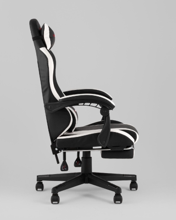 Кресло спортивное Prophet TopChairs с оттоманкой черно-белый