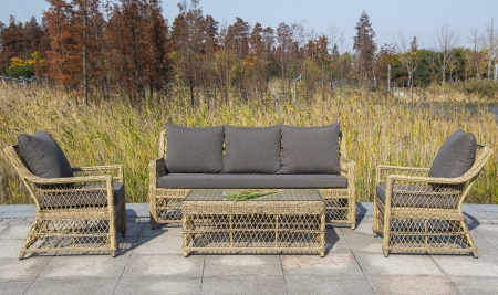 "Гранд Латте" стол журнальный из искусственного ротанга, цвет соломенный