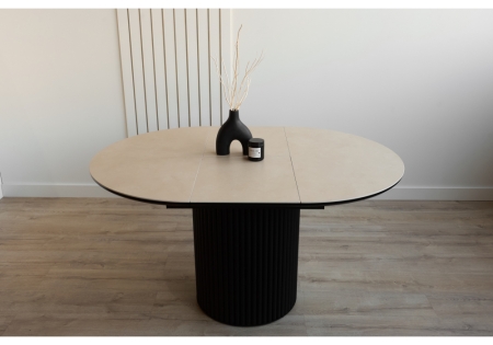 Керамический стол Стивен 100(140) okara light yellow, черный