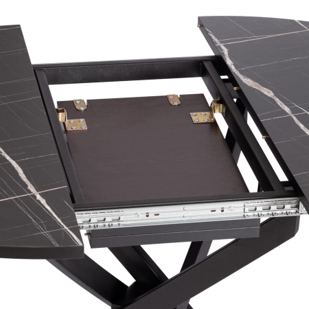 Стол MANZANA ЛДСП, HPL, металл, 100х100+30х75 см, мрамор черный, черный