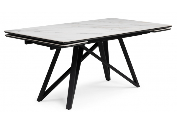 Керамический стол Вилсон 160(220)х89 белый золотой, черный