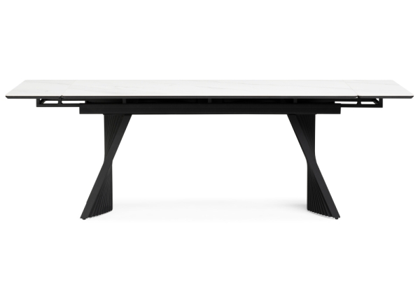 Керамический стол Вейв 160(220)х89х75 белый мрамор snow white, черный