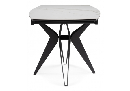 Керамический стол Риполь 140(180)х80 белый мрамор snow white, черный