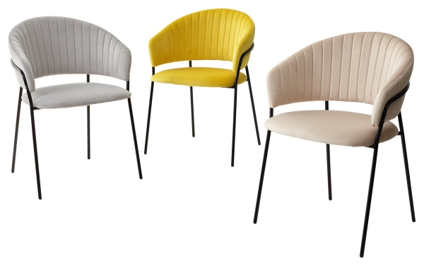 Стул ГЕММА светло-серый #H09 велюр, черный каркас