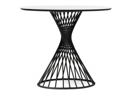 Керамический стол Вивиен 90x90x75 белый мрамор, черный