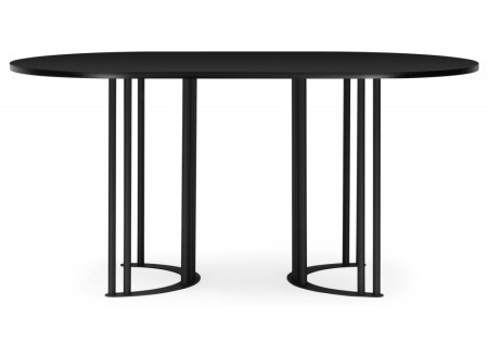 Стол деревянный Хьюго О 160 х 90 черная шагрень пленка, черные ноги Стол деревянный Хьюго О 160 х 90 черная шагрень пленка, черные ноги