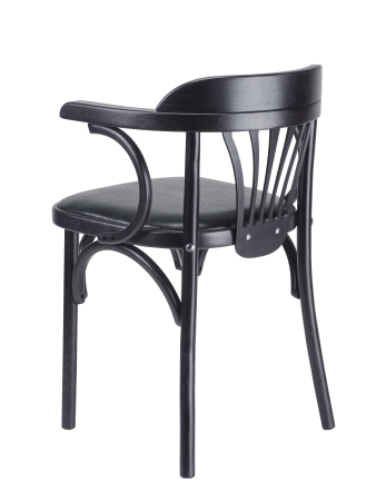 Деревянный стул Венский венге с мягким сиденьем из черной экокожи дуги назад