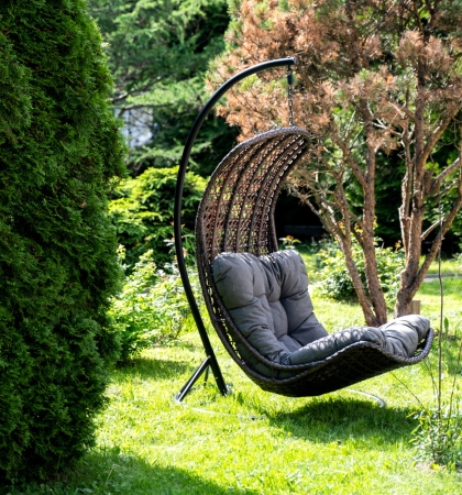 "Виши" подвесное кресло-кокон из искусственного ротанга, цвет коричневый с серо-коричневой подушкой "Виши" подвесное кресло-кокон из искусственного ротанга, цвет коричневый с серо-коричневой подушкой