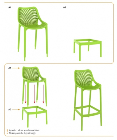 Стул пластиковый барный Siesta Contract Air Bar 75 бежевый