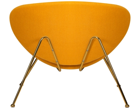 Кресло дизайнерское EMILY, желтая ткань, золотое основание