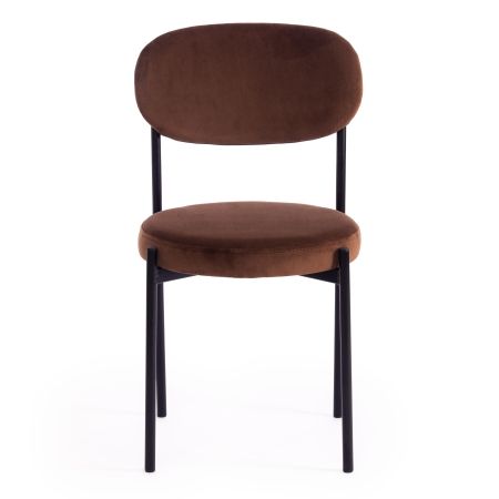 Стул REVO (mod. 7033) ткань и металл, 47х54х82 см, высота до сиденья 47 см, коричневый бархат 11, черный
