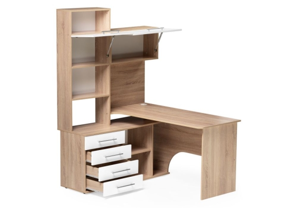 Стол КСТ-14Л левый дуб сонома, белый