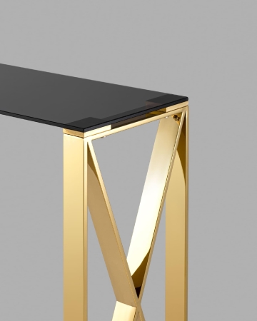 Консоль КРОСС 115*30 золото стекло дым