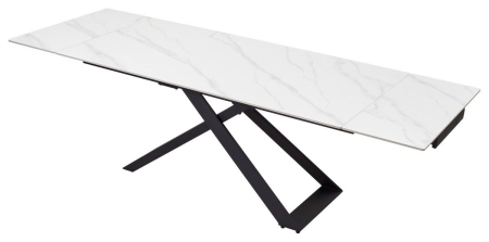 Стол LIVORNO 180 MATT WHITE MARBLE SINTERED STONE, BLACK