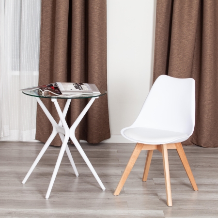 Стул TULIP (mod. 73-1) дерево, пластик, экокожа, 47.5x55x80 см, белый