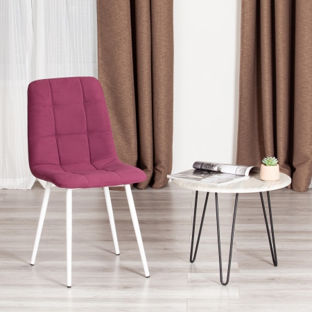 Стул CHILLY MAX велюр и металл, 45х54х90 см, темная фуксия, белый