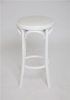 Полубарный деревянный табурет Венский 650 белая эмаль с мягким сиденьем из белой экокожи