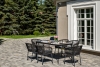"Малага" обеденная группа на 6 персон со стульями "Марсель", каркас темно-серый, роуп темно-серый