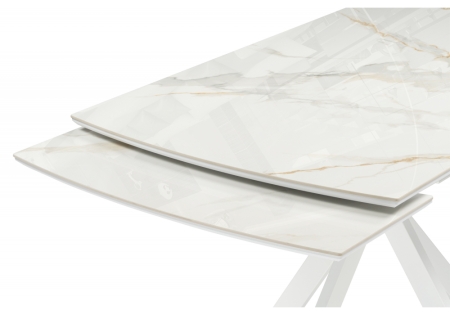 Керамический стол Комильфо 120(180)x80 белая шагрень, белый Керамический стол Комильфо 120(180)x80 белая шагрень, белый