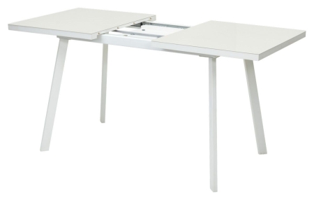 Стол ФИН 120 Латте, стекло, белый каркас