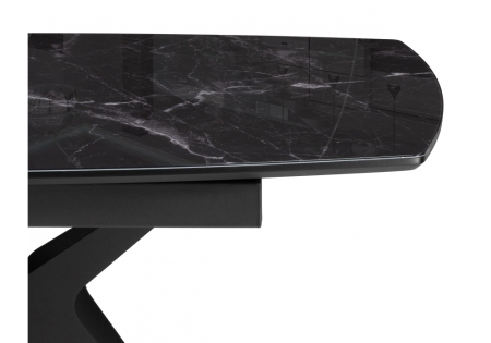 Стол стеклянный Риполь 140(180)х80 черный мрамор, черный