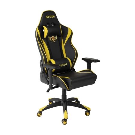 Кресло поворотное Raptor, желтый + черный, экокожа