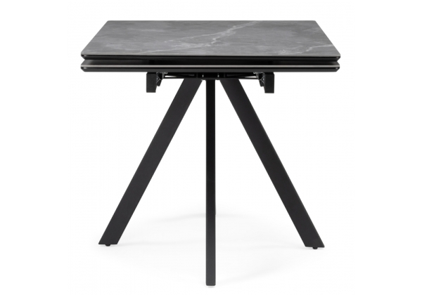 Керамический стол Вилли 140(200)х80 серый мрамор, черный