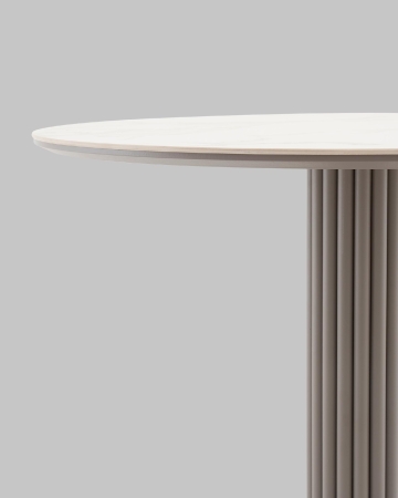 Стол круглый Терралино D90 верх керамика белый матовый, основание металл латте