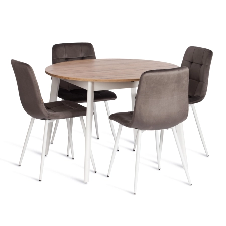 Стул CHILLY темно-серый и серый, велюр и металл, мягкое сиденье, без подлокотников