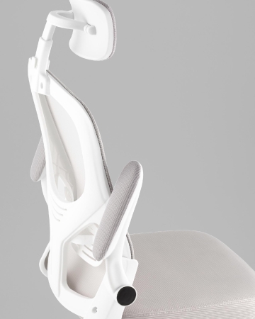 Кресло офисное TopChairs Core серый с подголовником пластик белый