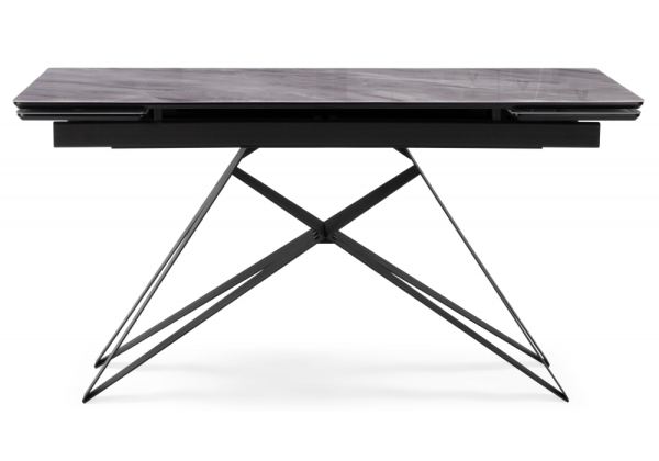 Стол стеклянный Блэкберн 140(200)х80 кристл серый мрамор, черный