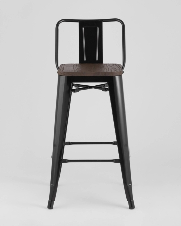 Стул полубарный TOLIX WOOD со спинкой черный глянцевый