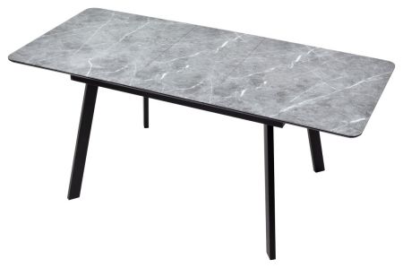 Стол АРУБА 140 Серый мрамор СКОРПИО, стекло, черный каркас