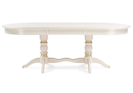 Стол деревянный Дейвер 160(220)х100 слоновая кость, золото