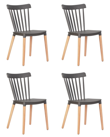 Набор 4 шт Стул обеденный THEO, ножки светлый бук темно-серый (GR-04)