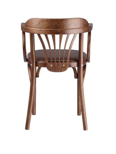 Деревянный стул Венский средний тон с мягким сиденьем из коричневой экокожи с дугами назад