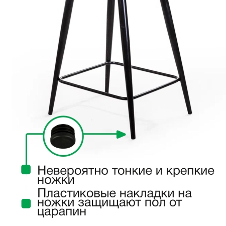 Стул полубарный UNO бархат серый, черный конус