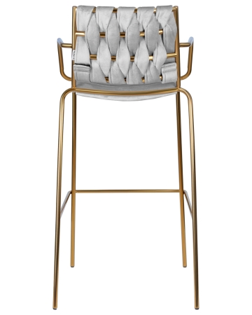 Набор 2 шт Стул барный MILLER GOLD, cветло-серый велюр (135-37)