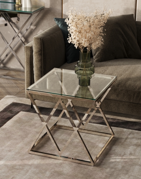 Журнальный стол 55*55 ИНСИГНИЯ серебро