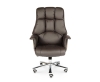 Кресло офисное Президент сталь и хром, темно-коричневая кожа